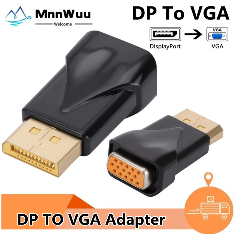 DP to VGA Adapter 1080P DisplayPort Male to VGA Female Converter Adapter For Projector HDTV TV HDVD Laptop DP TO VGA For PC