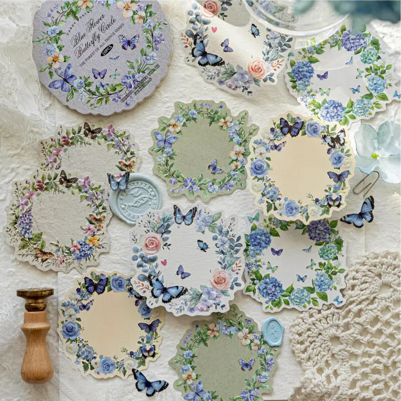 Card Lover 10 Pcs [Forest of All Things Series] Embossed Retro Wreath Theme White Kraft Paper Journal Stickers For Scrapbooking