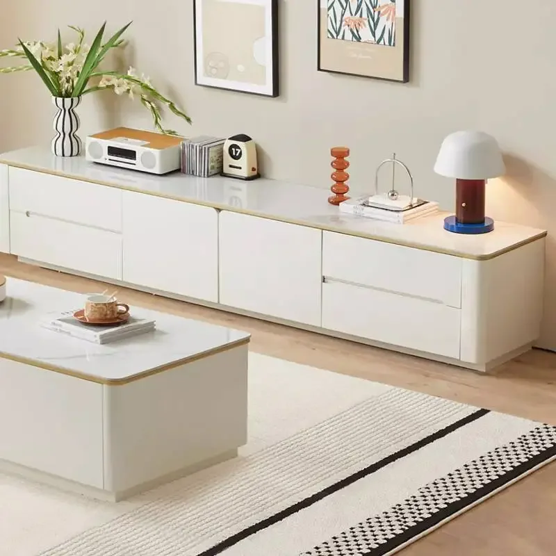 Natural Narrow Tv Cabinet Simple Drawers Beige Designer Luxury Tv Stands Nordic Unique Wooden Mueble Televisor Furniture Home
