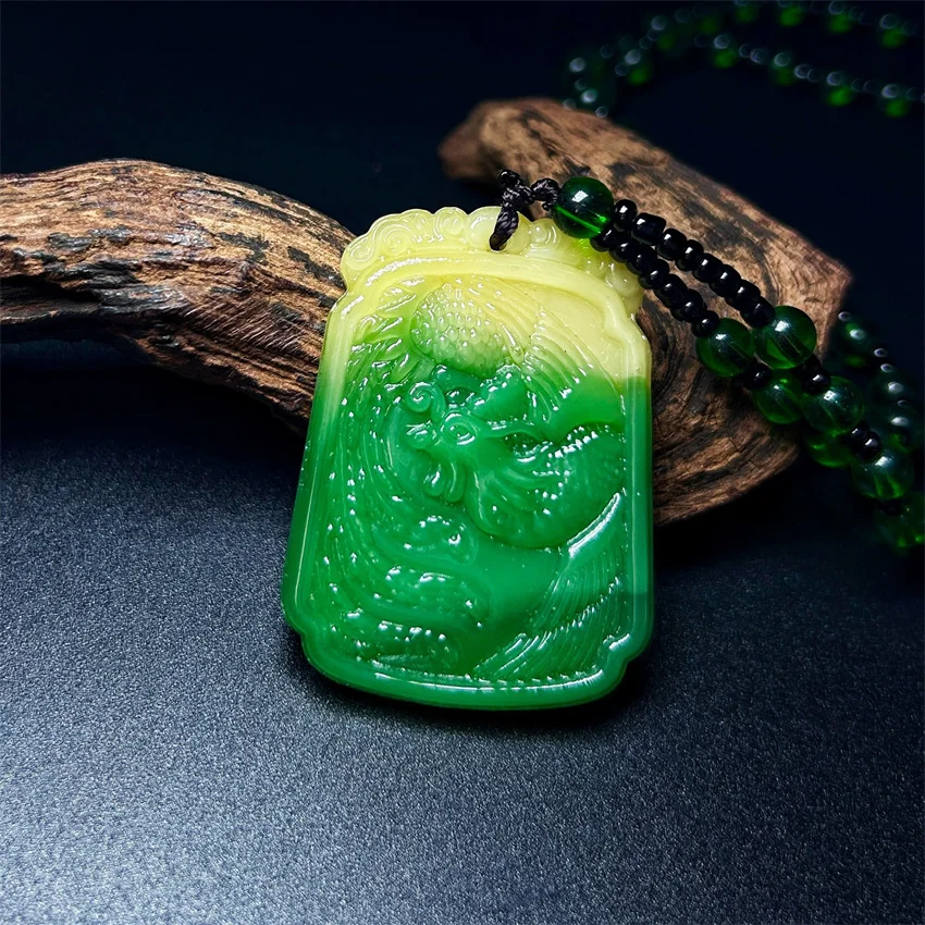 New ashion Green Jade Hand-Carved Dragon Jade Pendant Necklace Multicolor Chinese Amulet Women Mans Lucky Jewelry Gift