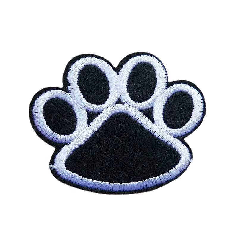 10 Pcs Dog Paw Puppy Black Paw Embroidery Patches Pattern Iron On For Coat Bag Jacket Hat Clothes Applique DIY Badges Decoration