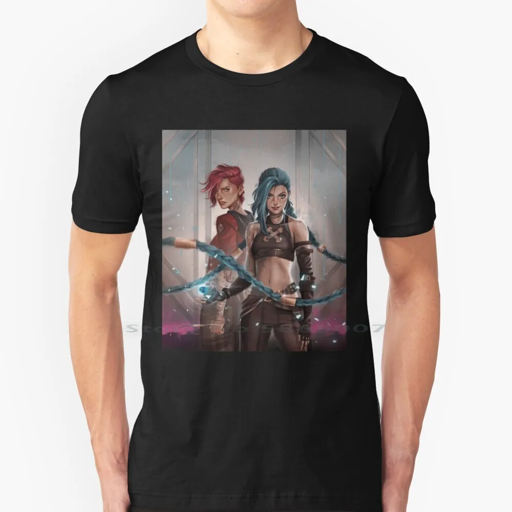 Arcane Jinx And Vi 100% Cotton T Shirt Singed Arcane Jinx Caitlyn Jayce Viktor Big Mouth All Too Well Young Dolph Tesco Pudsey