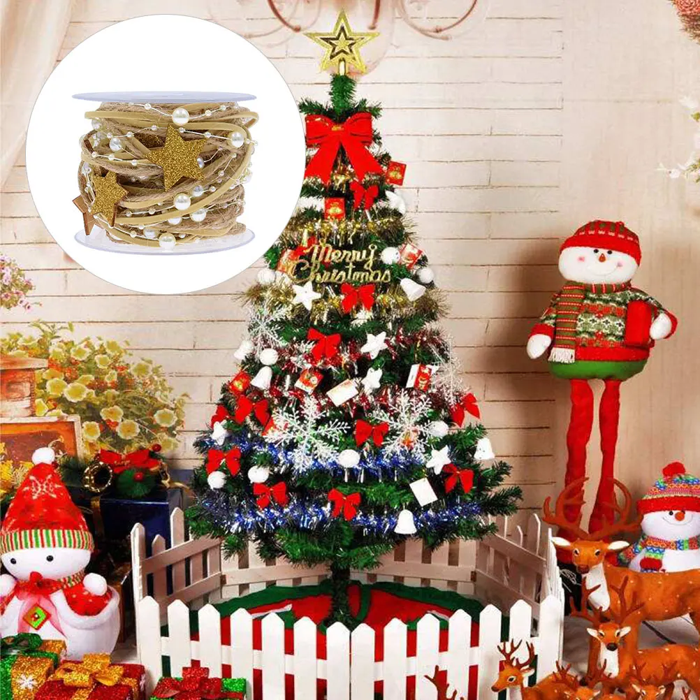 

1 Roll Christmas Decoration Ribbon Bead Chain Golden Double Face Satin Ribbon Party Gift Packaging Wedding DIY Craft Supplies