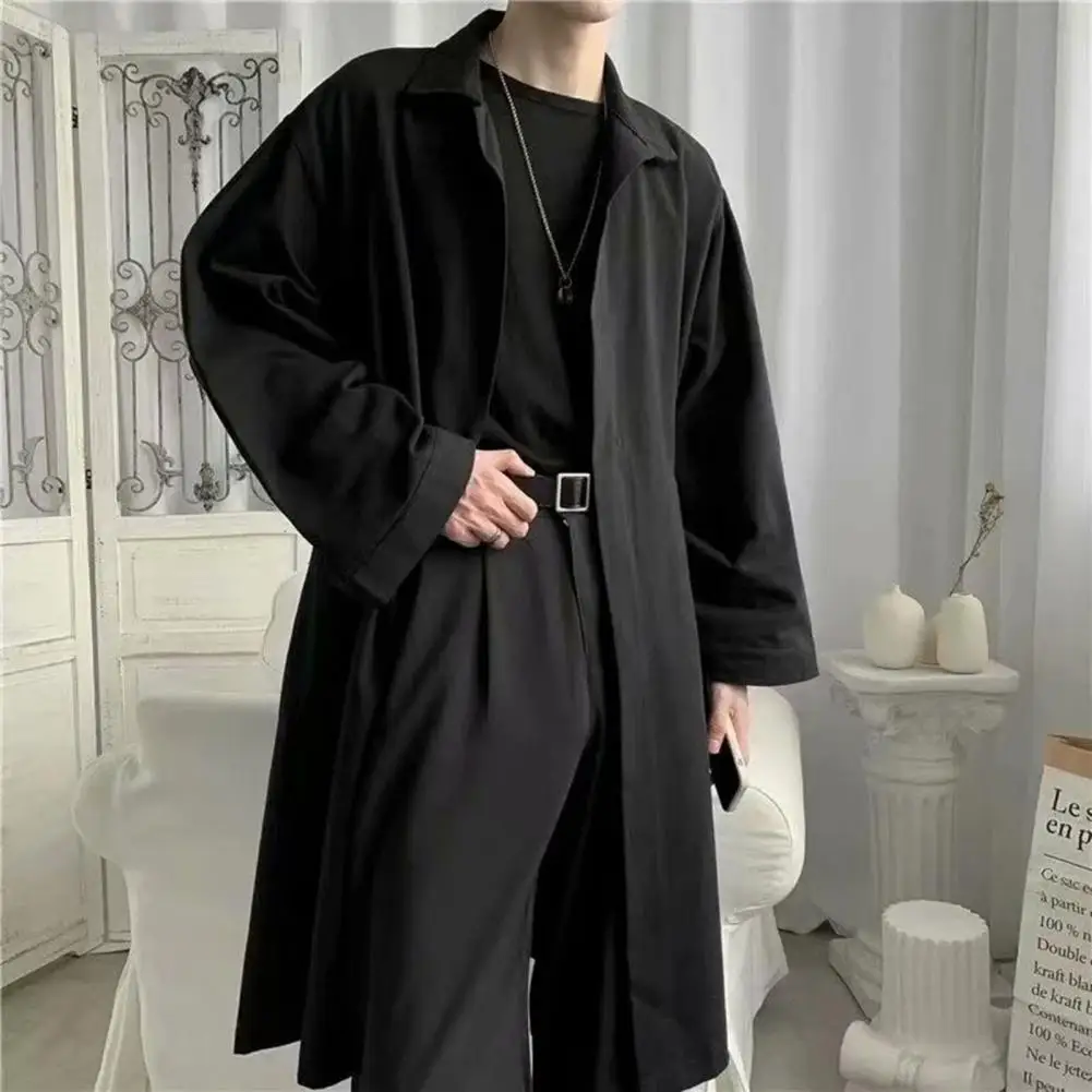 

Autumn Winter Fashion Men's Woolen Coats Solid Color Single Breasted Lapel Long Coat Jacket Casual Overcoat Plus Size 2 Colors