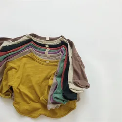 New Autumn Children Long Sleeve T Shirts Solid Baby Bottoming Tops Cotton Boys Girl O-neck T Shirts Casual Kids Clothes
