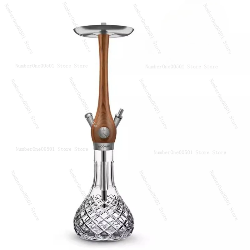 

Wooden hookah gift box packaging glass hookah with hand-held silicone tube shisha