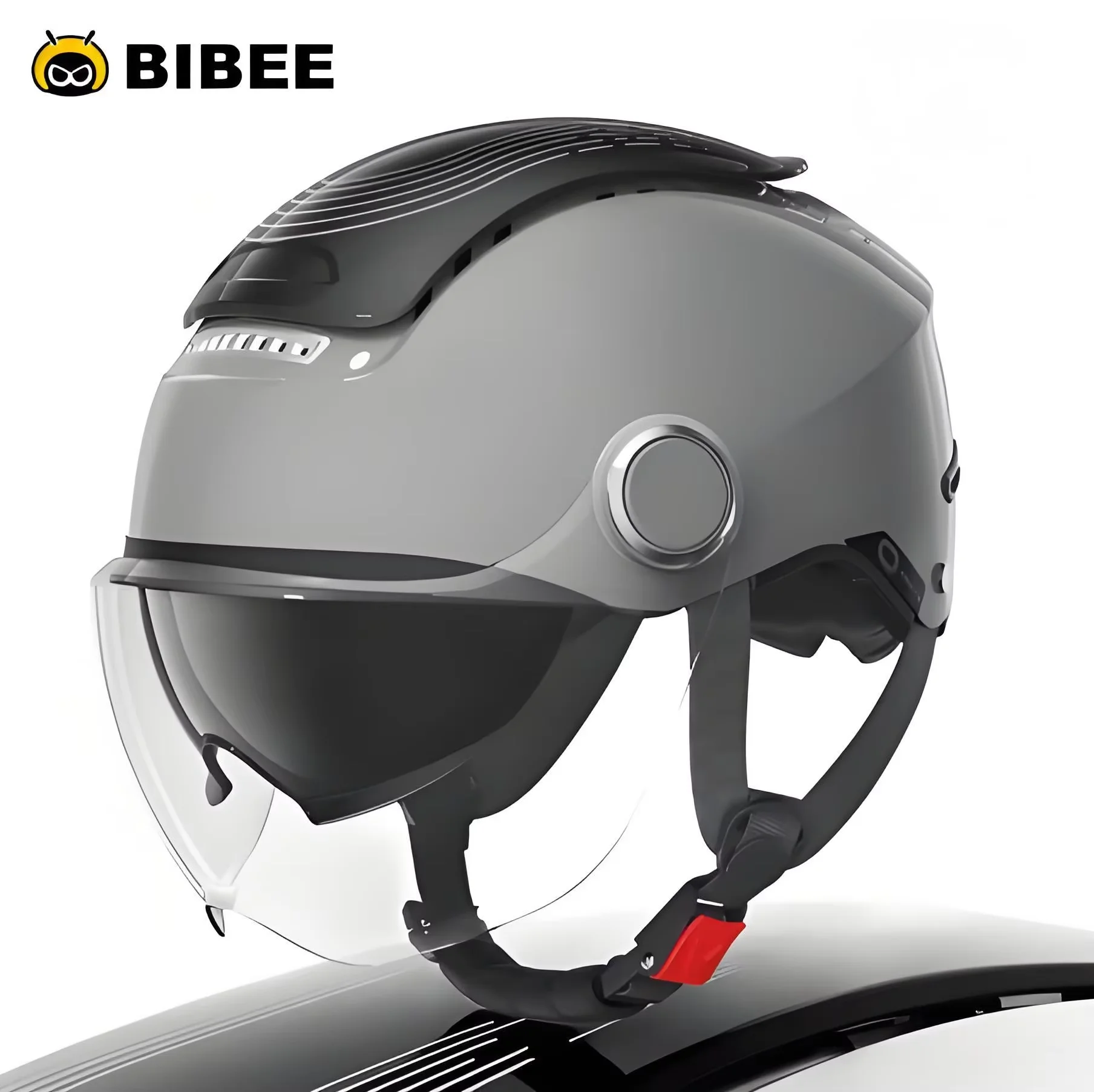 BIBEE Fortschrittlicher E-Bike-Helm für Stadtfahrer, Patentierte AirHuge-Belüftung, Doppelvisiere, Glänzende ABS-Schale, Leichte Sicherheitsausrüstung – Detail 18
