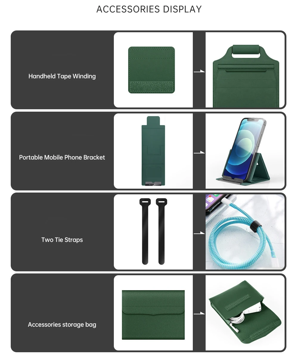 Laptop Holder Case for MacBook Pro Air 16 15.4 13.3 12 11 Bag PU Leather Sleeve Detachable Notebook Cover with Phone Holder