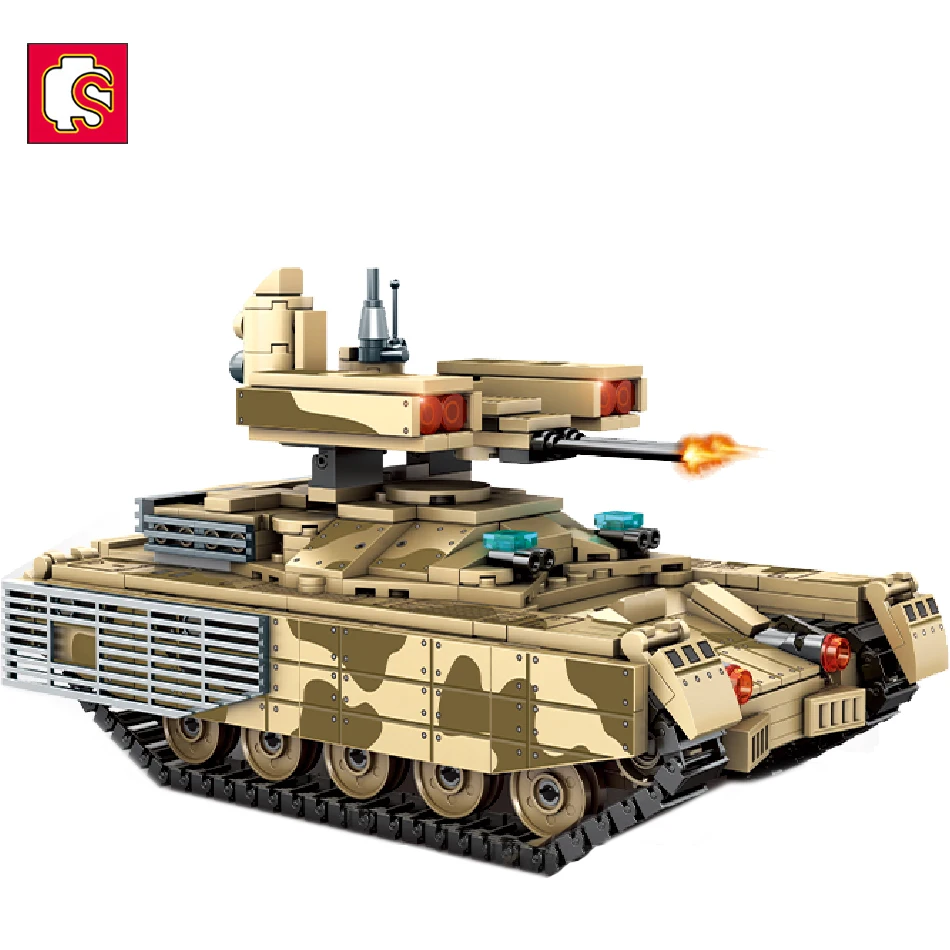 SEMBO 710PCS WW2 Army Tank Military T90S Main Battle Tank Building Blocks Chariot Sets Soldiers Figures Bricks Toys for Children