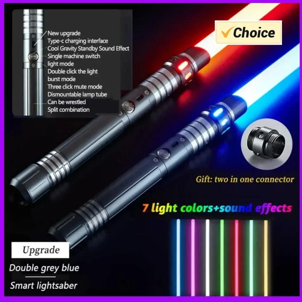 

Металлическая рукоять RGB-светового меча для тяжелого дуэля, 7 цветов, светодиодная смена, реквизит для косплея Foc Blaster Laser, 78 см, детский меч, светящиеся игрушки