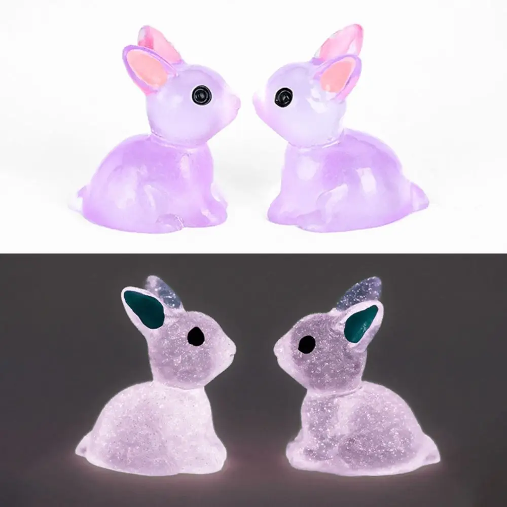 Luminous Rabbit Decoration Microlandscape Gardening Crafts Mini Bunnies Ornaments Home Decoration Cute Miniature Figurines ﻿