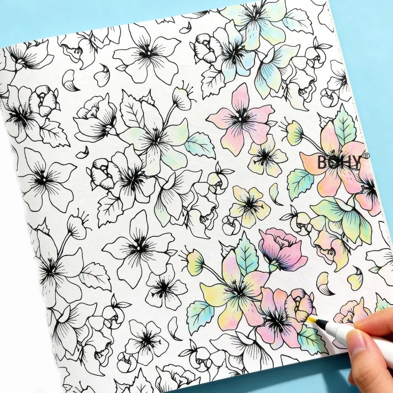 1 Adult Healing City Scenery Flower Girl Illustration Decompression Coloring Album, 24 Pages Adult Anxiety Relief Coloring Book