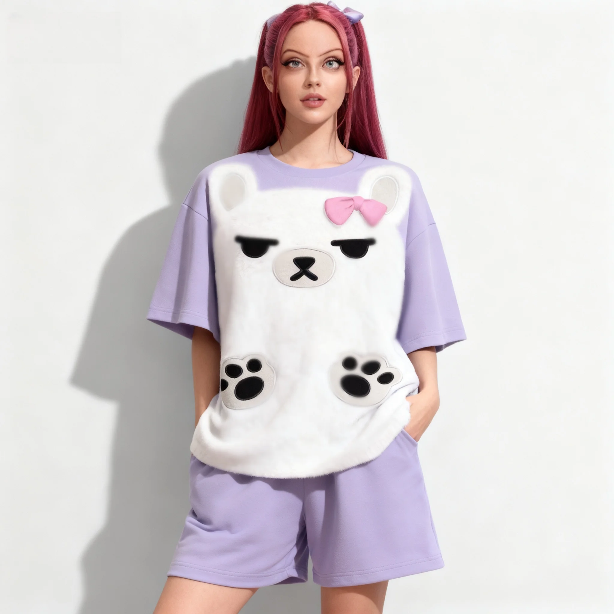 

25/26, хит продаж, Kpop Witch Hunt, милая пижама, летняя футболка, комплект, шорты, большие размеры, женский и мужской комплект для взрослых и детей