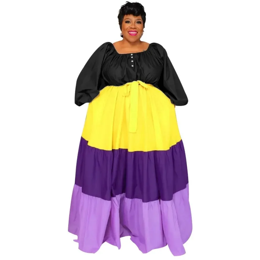 XL-5XL Plus Size African Dresses for Women Elegant African Long Sleeve Polyester Long Maxi Dress Gowns Dashiki Africa Clothing