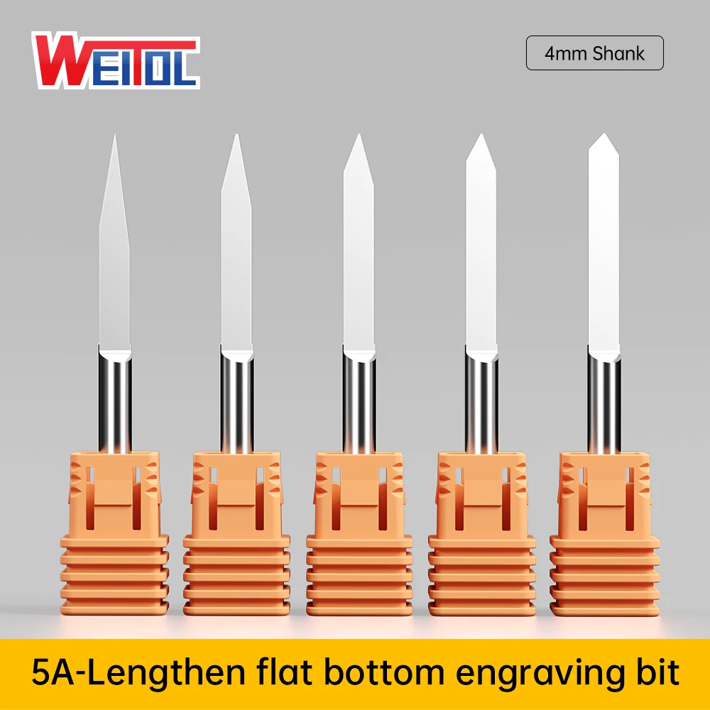 

Weitol 10pcs 5A 4mm shank Length flat bottom engraving bits V shape engraving tools degree 20 30 wood cutting knife