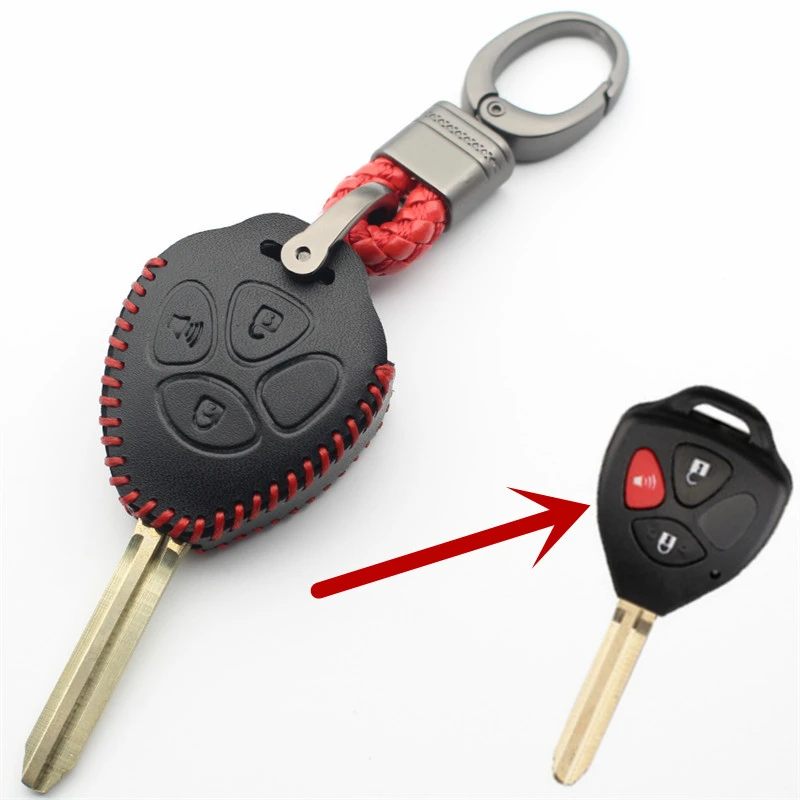 Genuine Leather Remote Key Case Cover For Toyota Wish Camry Matrix RAV4 Hilux Vigo Fortuner