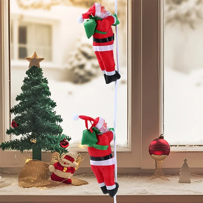 Santa Claus Christmas Climbing Ornaments Xmas Tree Wall Hanging Rope Doll Pendants Christmas Decor For Home 2025 New Year Gift