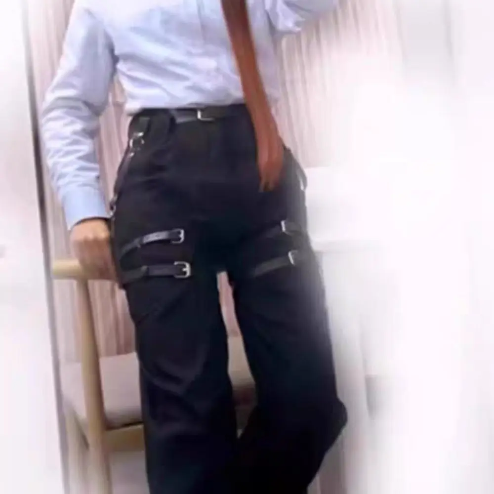 بسيطة بو الجلود تسخير حزام الخصر فاسق حزام مشبك حزام جوفاء للسراويل حزام القوطية الجسم تسخير حزام فستان الديكور #1