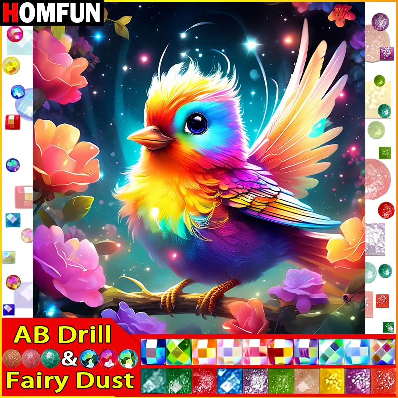 HOMFUN Fairy Dust AB Rhinestone Painting Crystal Decor Diy Diamond Painting 