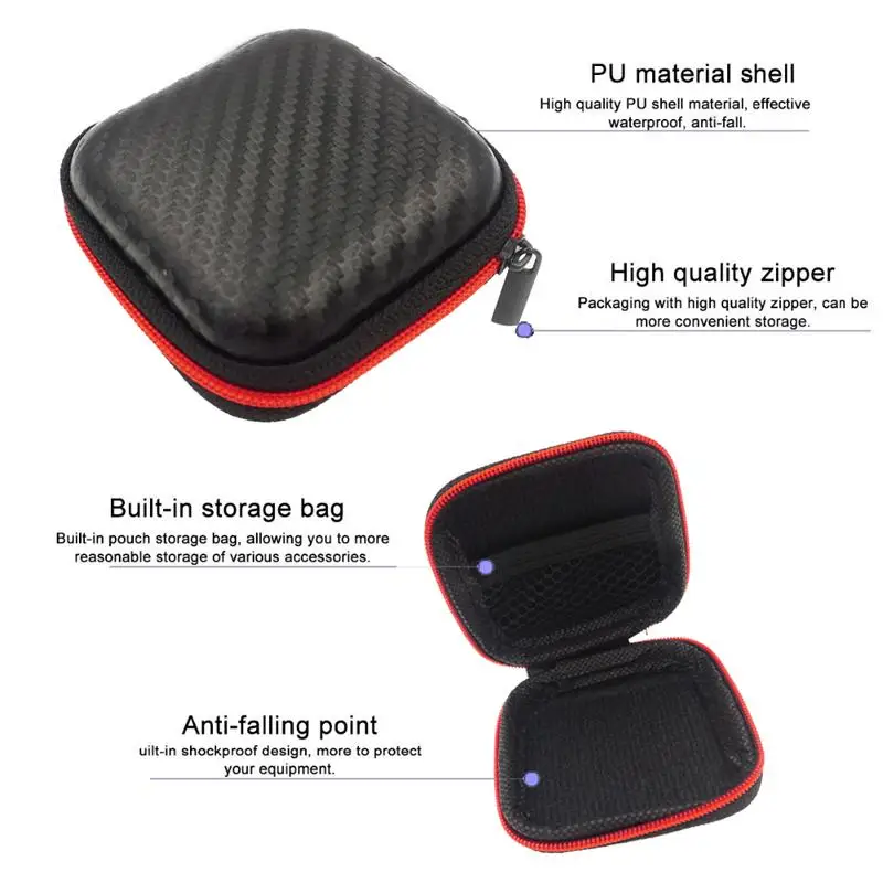 Di Động Mini Dây Kéo Vuông Cứng Aseismic Chống Ẩm Tai Nghe Túi Hộp Bảo Quản Tai Nghe Dành Cho SD Thẻ TF