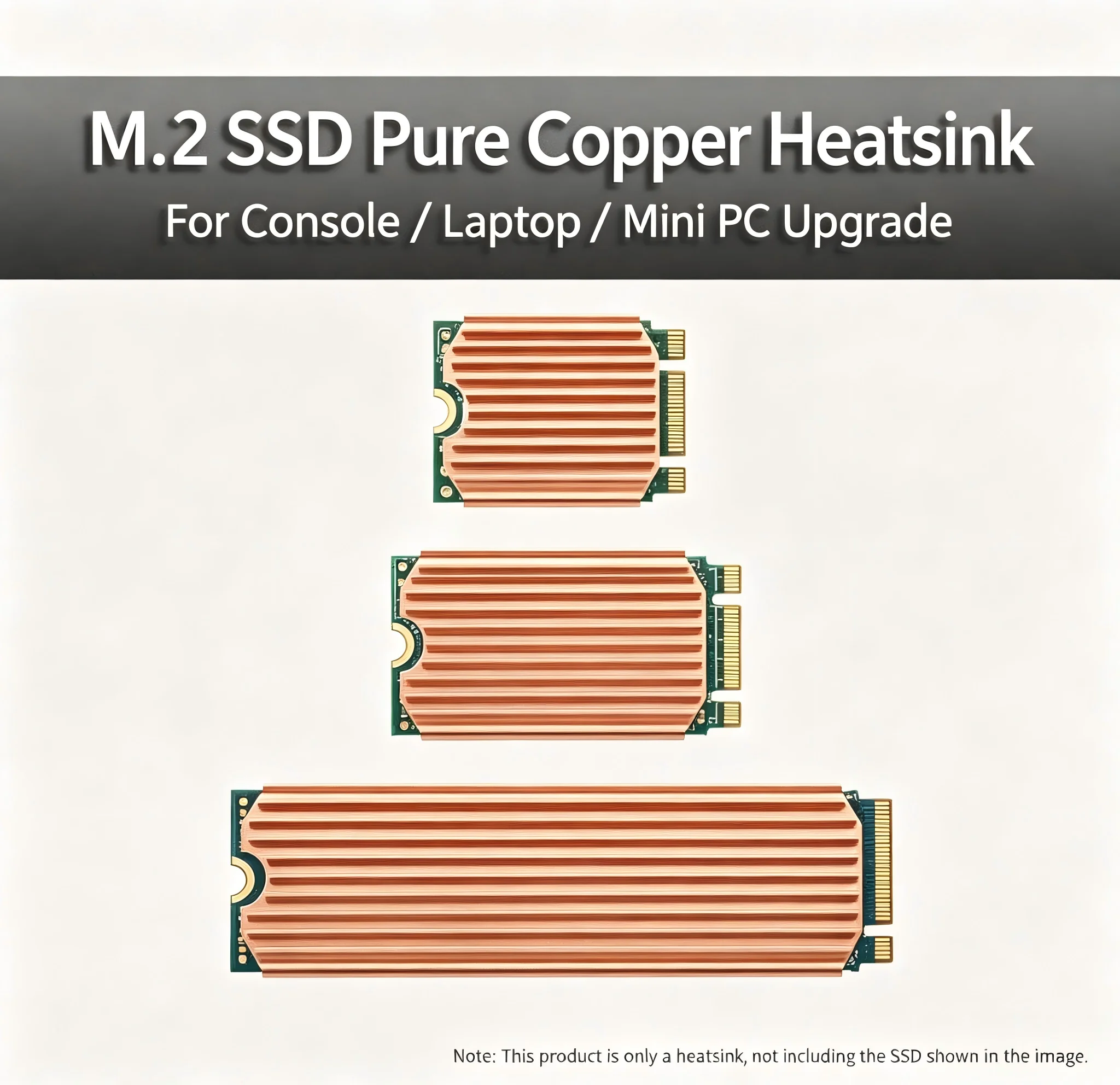 Copper M.2 NVMe SSD Heatsink Cooler With Thermal Silicone Pad For PS5 Laptop Desktop PC, Compatible M2 2280 2242 2230 NGFF PCI - view 2