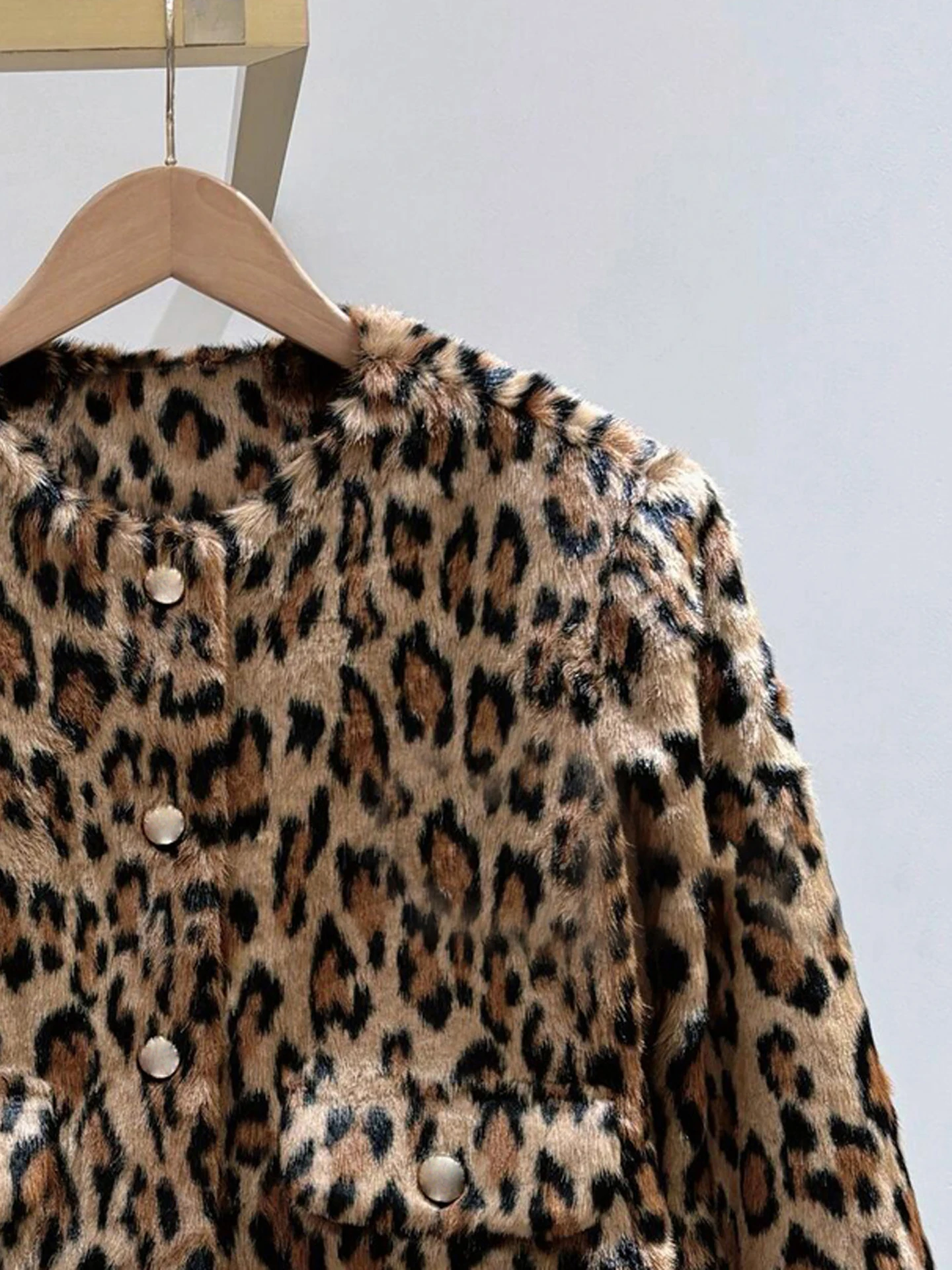 Faionable ريترو ليوبارد طباعة الفراء Jaet ort ملابس خارجية المرأة قسط الخريف الشتاء معطف M Home Nan You Commuter Sle S... #3