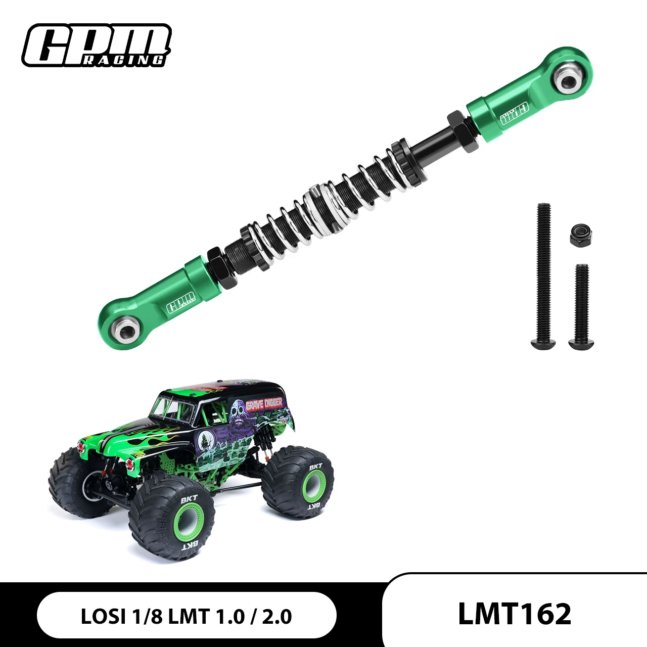 

GPM 7075-T6 ALLOY SERVO STEERING LINK ADJUSTABLE LENGTH/SPRING FORCE For LOSI 1/8 LMT 4WD SOLID AXLE MONSTER TRUCK-LOS04022