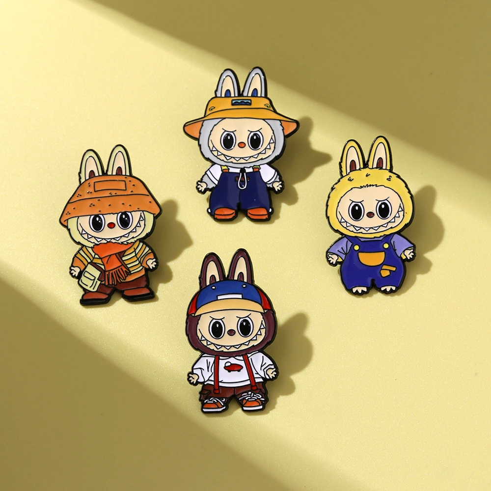 4 قطع لطيف الكرتون شيطان الوحش المينا بروش الإبداعية دمية تصميم التلبيب شارة بدبوس مجوهرات هدية لصديق الطفل