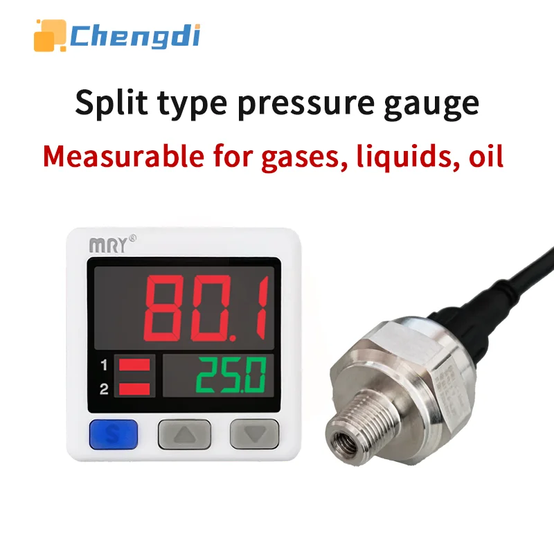 

MKV Split Type Digital Pressure Switch Analog voltage/current RS485 Vacuum manometer Air Pressure Gauge Sensor 2 NPN/PNP Output