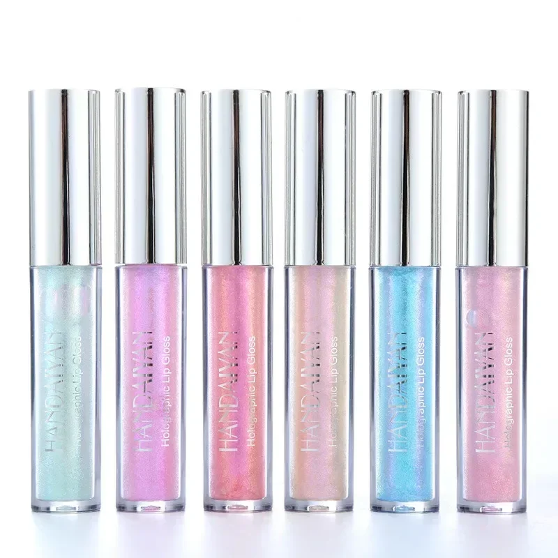 Glitter Liquid Glow Lip Gloss Laser Holographic Jelly Lipstick Mermaid Pigments Polarized Lipgloss Lip Plumper Make Up 6 Colors