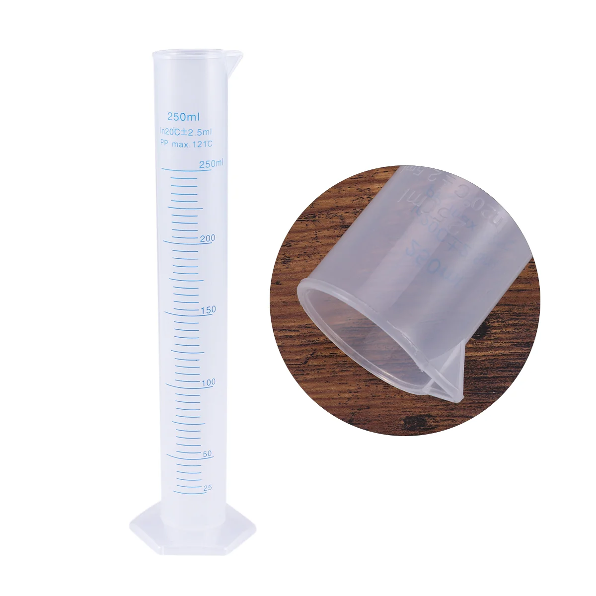 250ml Transparent Measuring Cylinder Plastic Graduated Cylinder Hexagonal Base (As Shown) Measuring cylinder 100ml