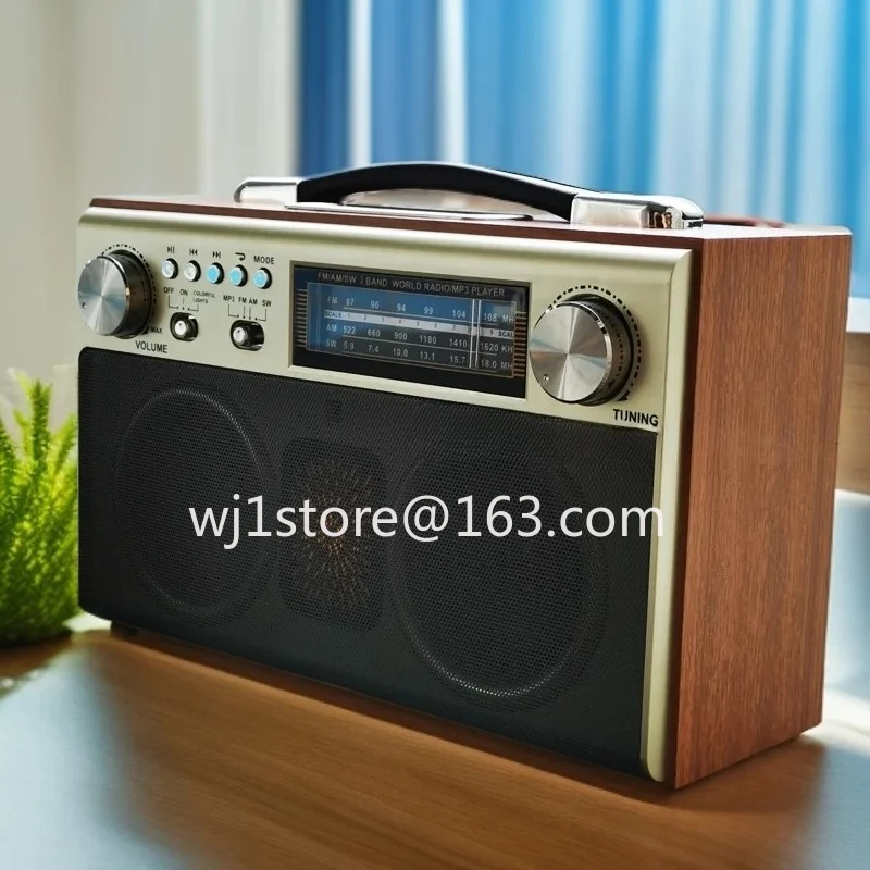 

best-seller Two-channel stereo radio desktop FM medium wave short wave charging Bluetooth speaker card audio wooden case