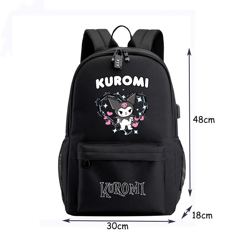 Sanrio Anime Kuromi Backpack Boy Girl Teenager Back To School Waterproof Bookbag Men Laptop Bag Usb Schoolbag Kid Toy Mochilas