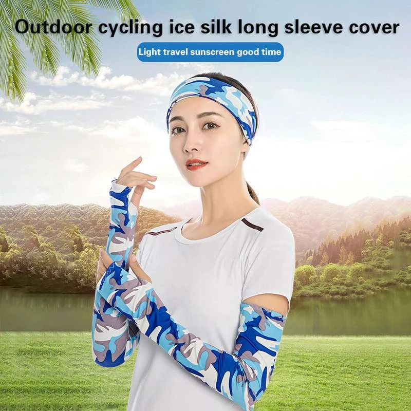 1pair Cycling And Fishing Sports Sleeves Summer Long Ice Silk High Elastic Arm Protection