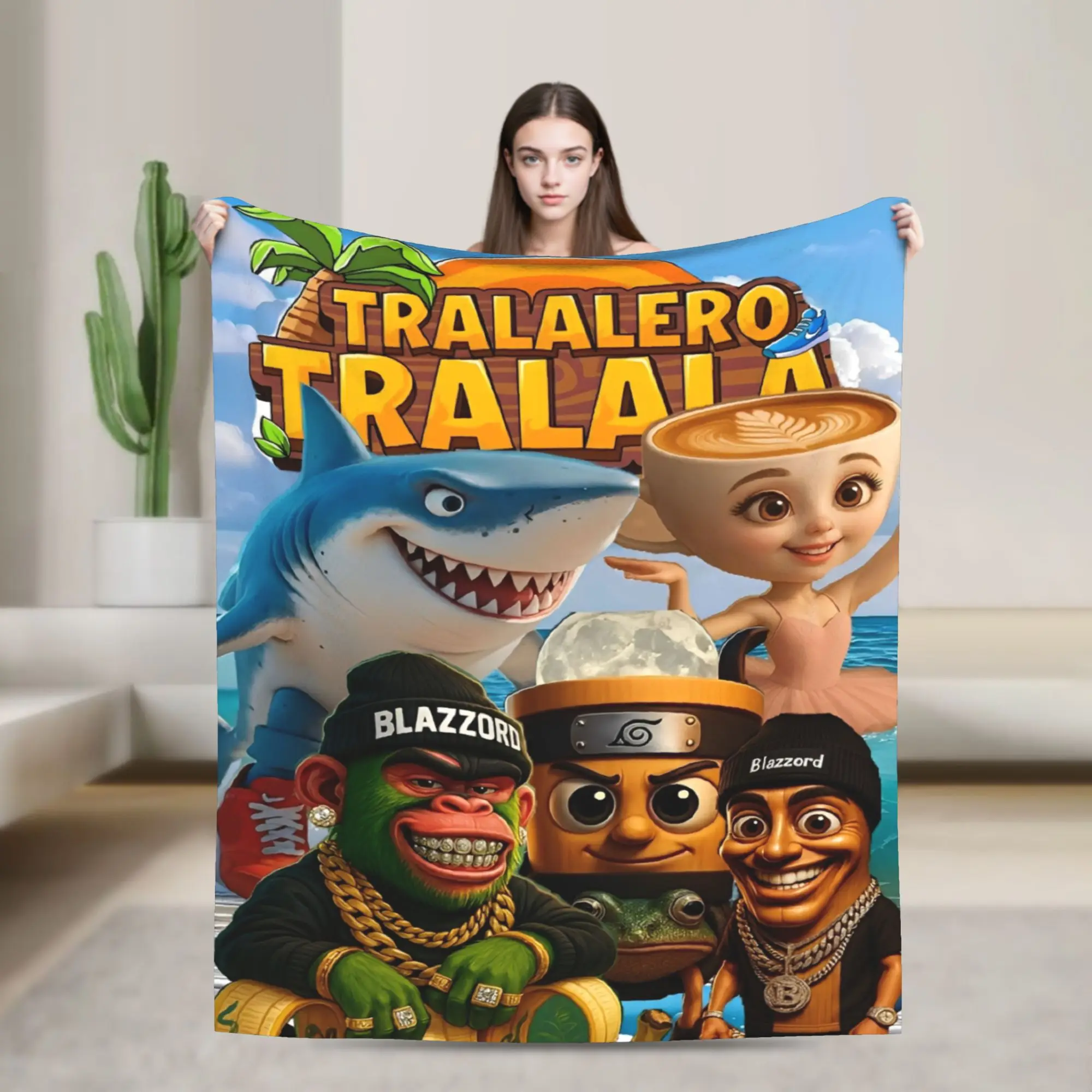 

Супермягкое итальянское пледы Brainrot Meme, забавное одеяло премиум-класса, фланелевое флисовое легкое одеяло для кровати, уютные плюшевые одеяла