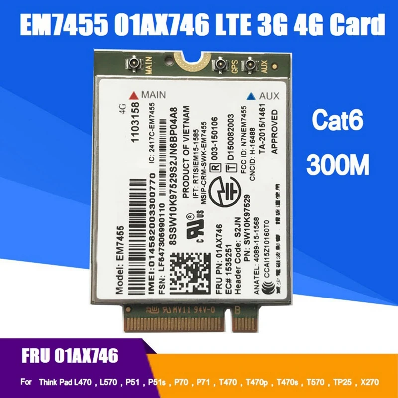 EM7455 Wifi Card 01AX746 LTE 3G 4G Card For Thinkpad X1 Carbon 5Th Gen X270 T470 T470S T470P T570 L570 L470 P51 P71 Durable