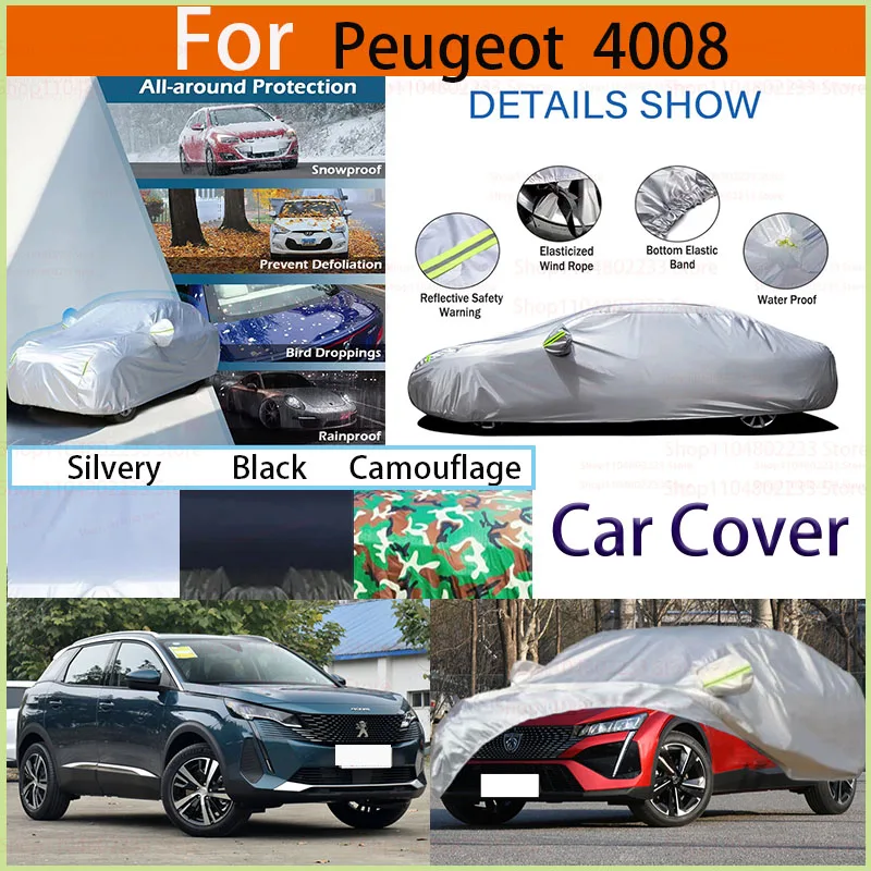 

For Peugeot 4008 Outdoor Full Protection Waterproof Dustproof Heat-Resistant All-Season Use Exterior Car Cover