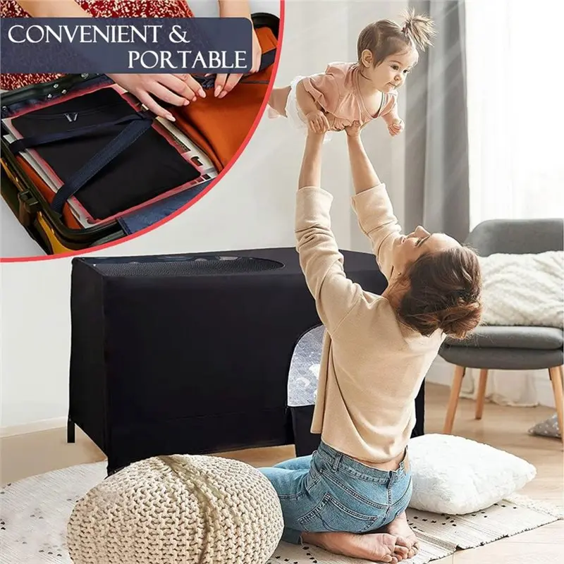 【THANKSGIVING DAY】Breathable For Travel Crib Blackout Cover For Pack And Play, Portable Stretchy Baby Blackout Tent