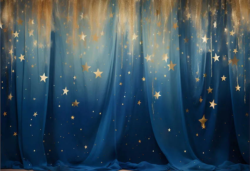 Mehofond Photography Background Blue Curtain Glitter Gold Stars Adult Kids Birthday Party Portrait Decor Backdrop Photo Studio