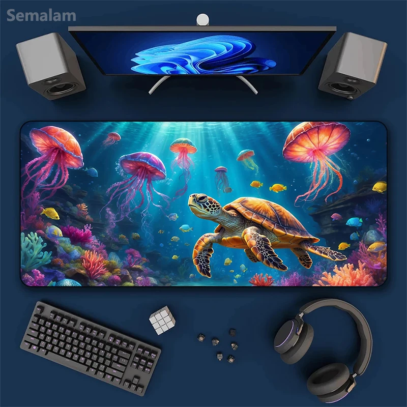 

Large Gaming Mouse Pad AnimeTurtle Art Desk Multiple Sizes Mat Non-slip Rubber Base Stitched Edge 40x90 Pads PC Table for Office