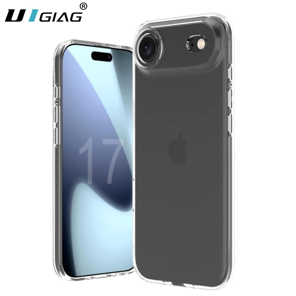 Coque Arrière Ultra Fine en Silicone Souple Transparente avec Protection d'Objectif pour iPhone 17 Air 16 16E 15 14 Plus 13 12 Mini 11 Pro Max