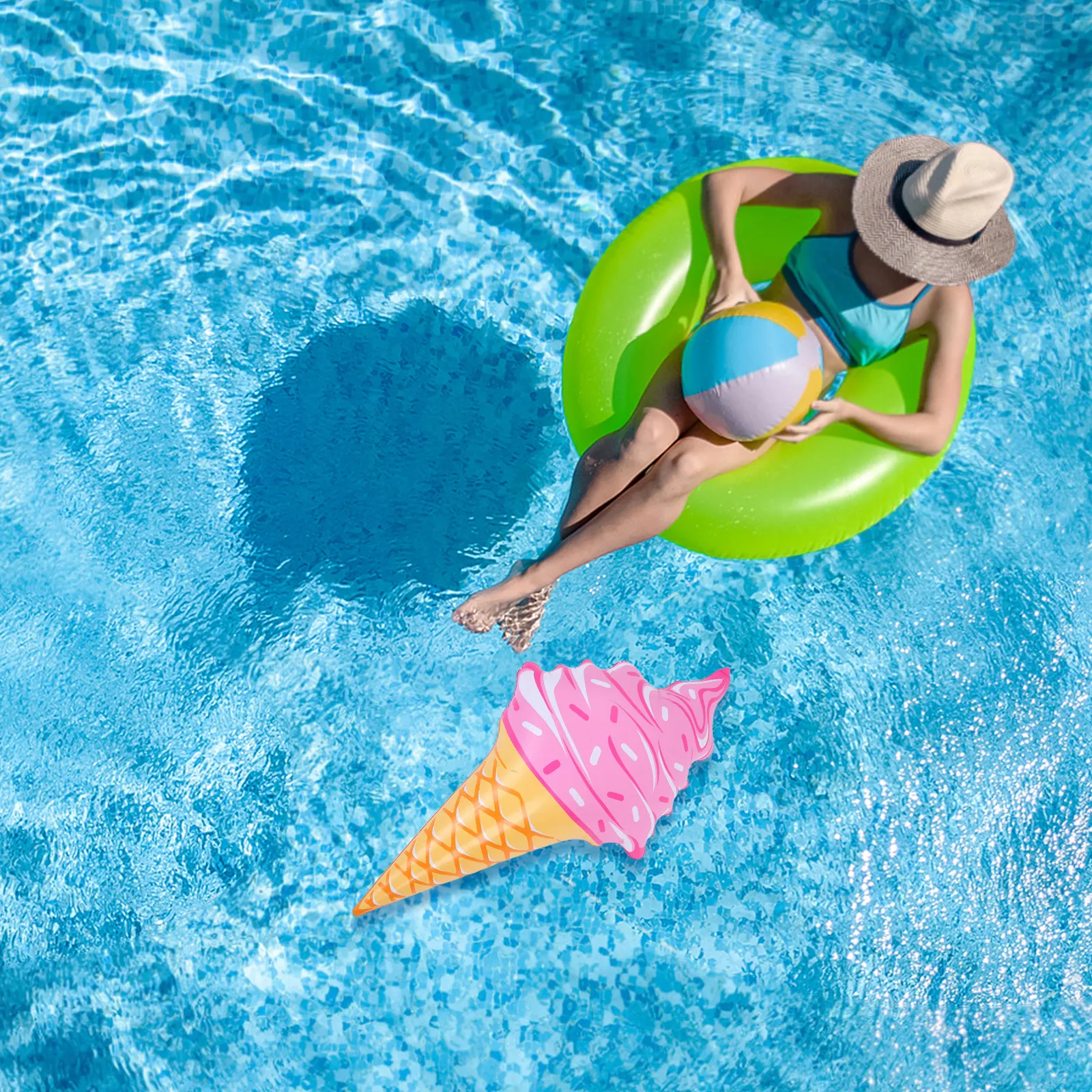 

Прочный надувной плотик-мороженое для бассейна, быстро надувается, идеально герметичен, с защитой от протечек, легко хранить, многоразовый.