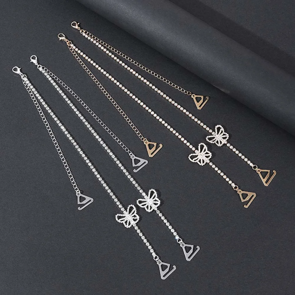 Butterfly Crystal Crystal Bra Shoulder Straps Intimate Accessories Decorative Pearls Shoulder Straps Anti-slip Buckle Belt