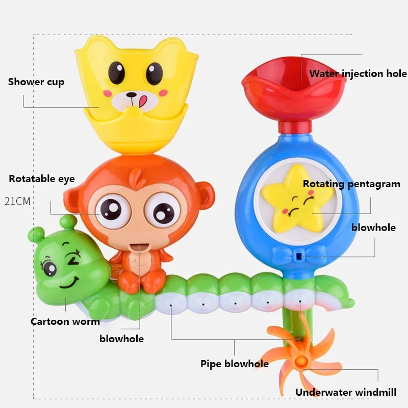 Baby Bath Toy Wall Sunction Cup Track Water Games Children Bathroom Monkey Caterpilla Bath Shower Toy for Kids Birthday Gifts