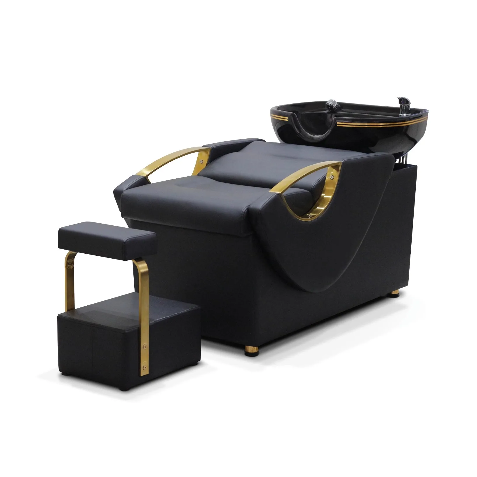 Half lying ceramic basin for hair and shampoo, specifically designed for washing hair with water