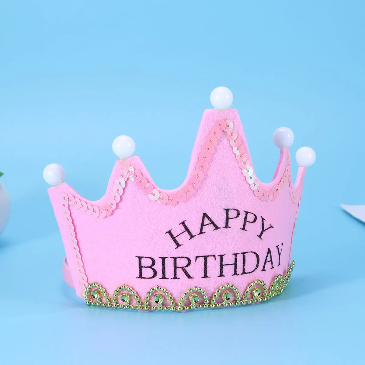 

Glitter Non-Woven Crown Headband for Baby Boys Girls Birthday Party Garden Christmas Headdress Hair Hoop Glow in Kids