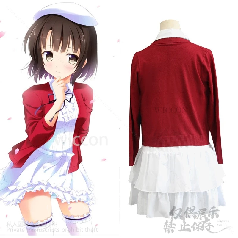 ชุดคอสเพลย์อะนิเมะ saenai kanojo NO sdatekata katou Megumi ชุดโลลิต้าน่ารักเสื้อโค้ท JK เครื่องแบบ cos วิกผมสั้นชุดฮาโลวีน