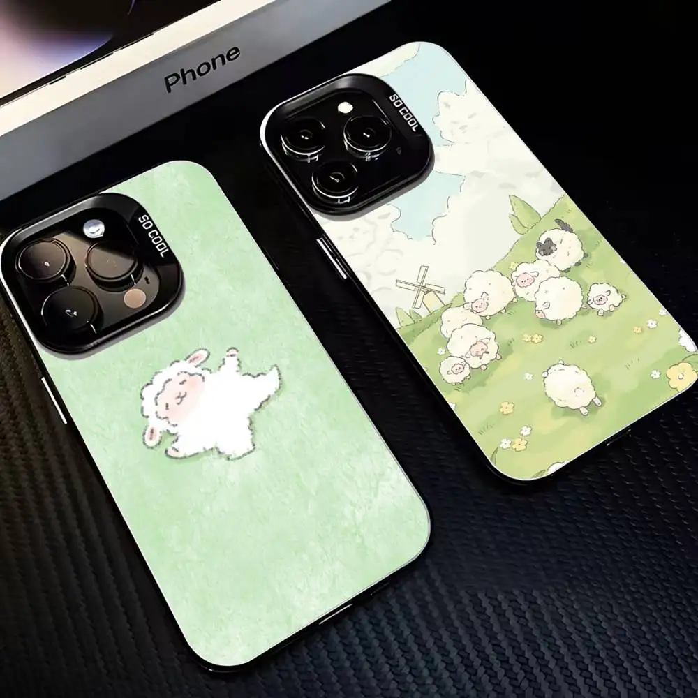 

Little Sheep Phone Case For iPhone17,16,15,14,13,12,11 Plus,Pro Max Black Matte Shockproof Cover
