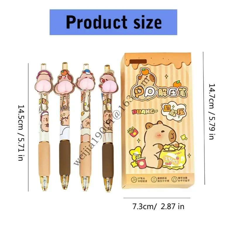 4 pezzi Cartoon Panda Gel Penna Neutrale Capybara Gel Penna 0,5 mm Penna scrittura. H05A