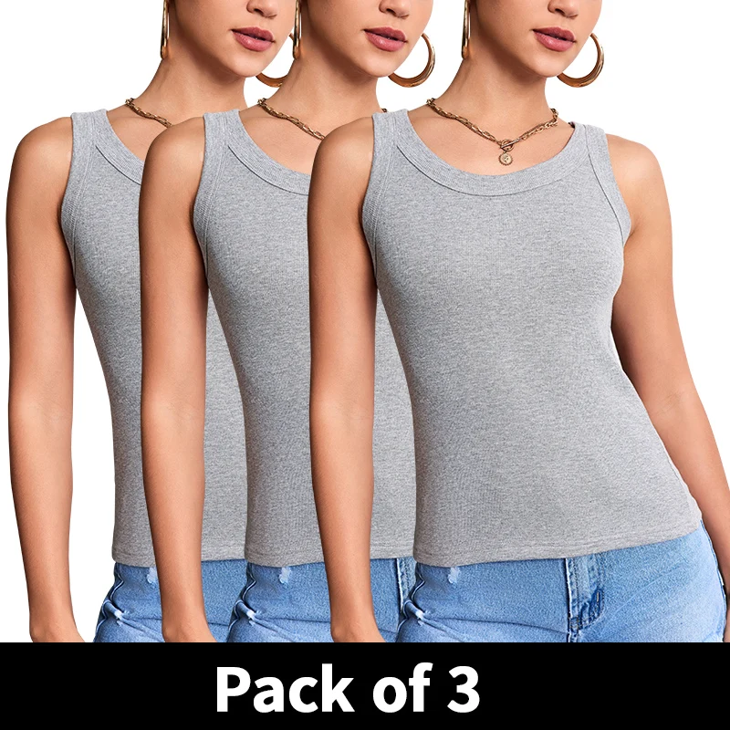 NONE 1/3 Stück Damen Solid  Strapsweste Sexy Rundhals ärmelloses T-Shirt Bequeme und modische Damen- und Teenagerweste 5
